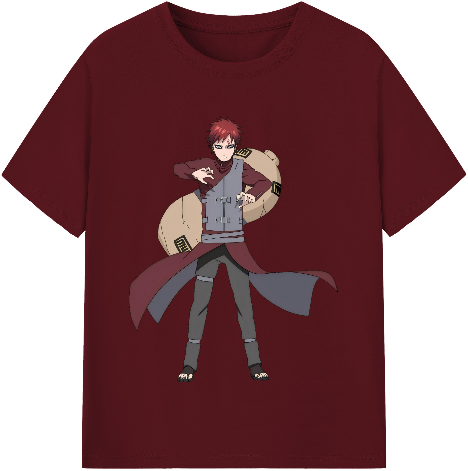 （画像用） NARUTO -ナルト- ガアラ Gaara 綿100％半袖Tシャツ（フロントプリント）